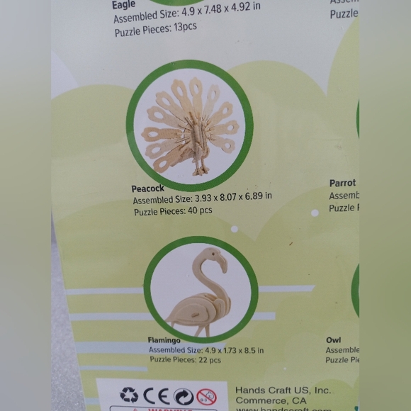 Hands Craft DIY 3D Wooden Puzzle 6 Assorted Bird Animals Puzzles NEW Unopened - Picture 5 of 7